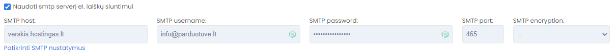 Laiškų siuntimas naudojantis SMTP serveriu